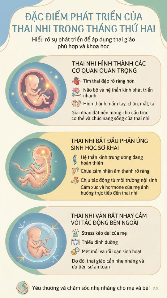 đặc diểm phát triển của thai nhi tháng thứ hai